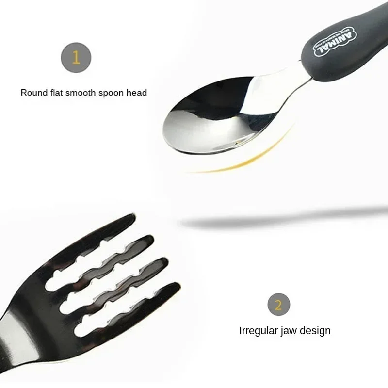 Tableware Cartoon Kids Fork Spoon Set Dessert Spoon for Children Fork Baby Gadgets Feed Kid Children's Cutlery