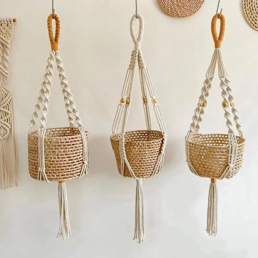 124939-c5725f.jpg S819c57a483de461eb85a85e9d5a001f3W Macrame Plant Hanger Indoor Hanging Planter Basket Woven Cotton Rope Flower Pot Crochet Plant Holder Stand for Boho Home Decor Mallzona