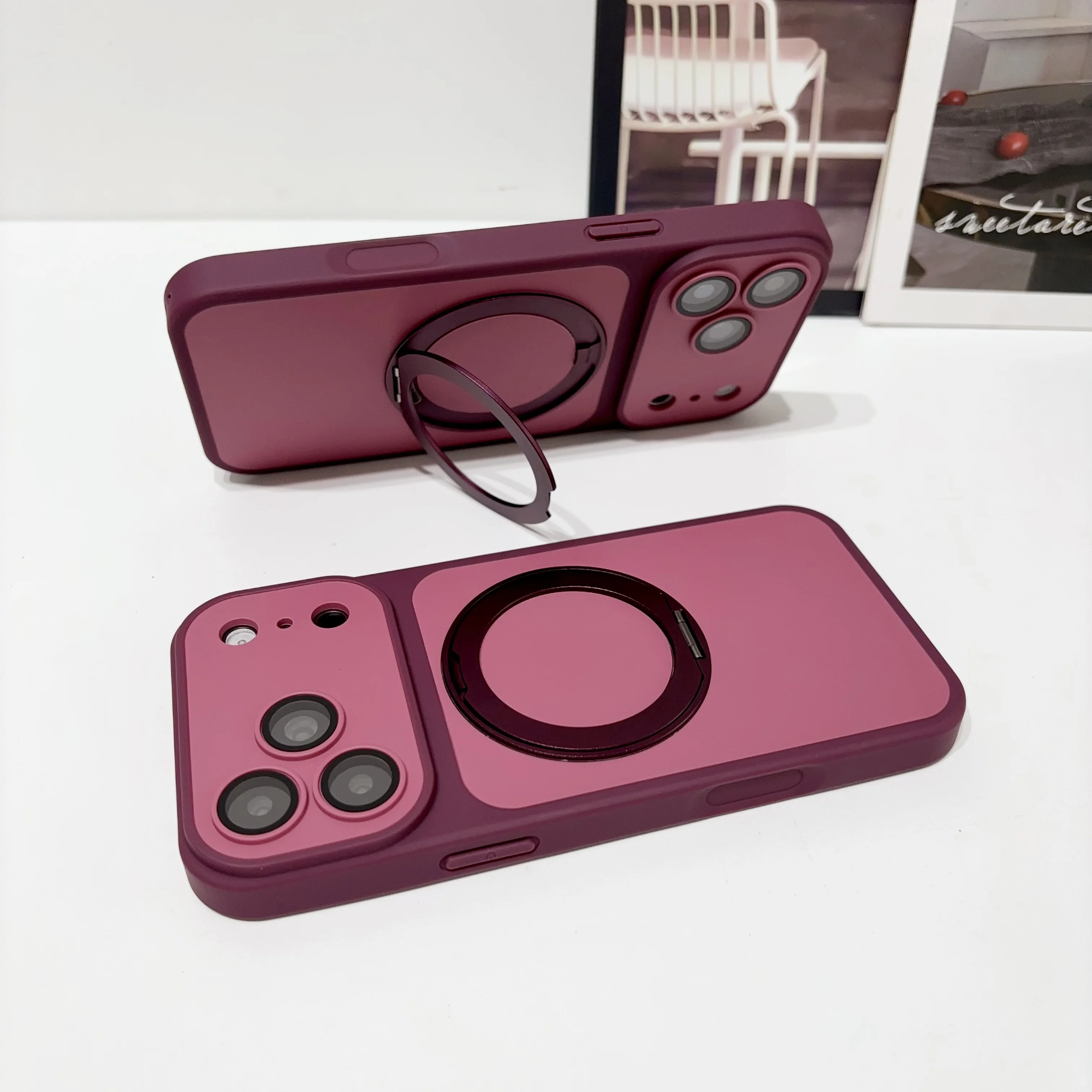Deluxe Matte Magnetic Phone Case with Kickstand and Magsafe-Compatible Holder