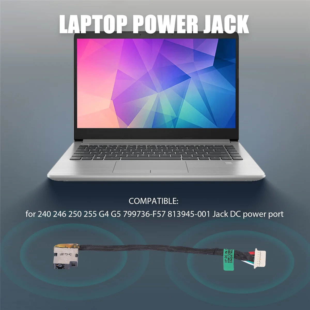 

Laptop Power Jack Cable Socket for HP 240 246 250 255 G4 G5 799736-F57 813945-001 DC Jack Replacement