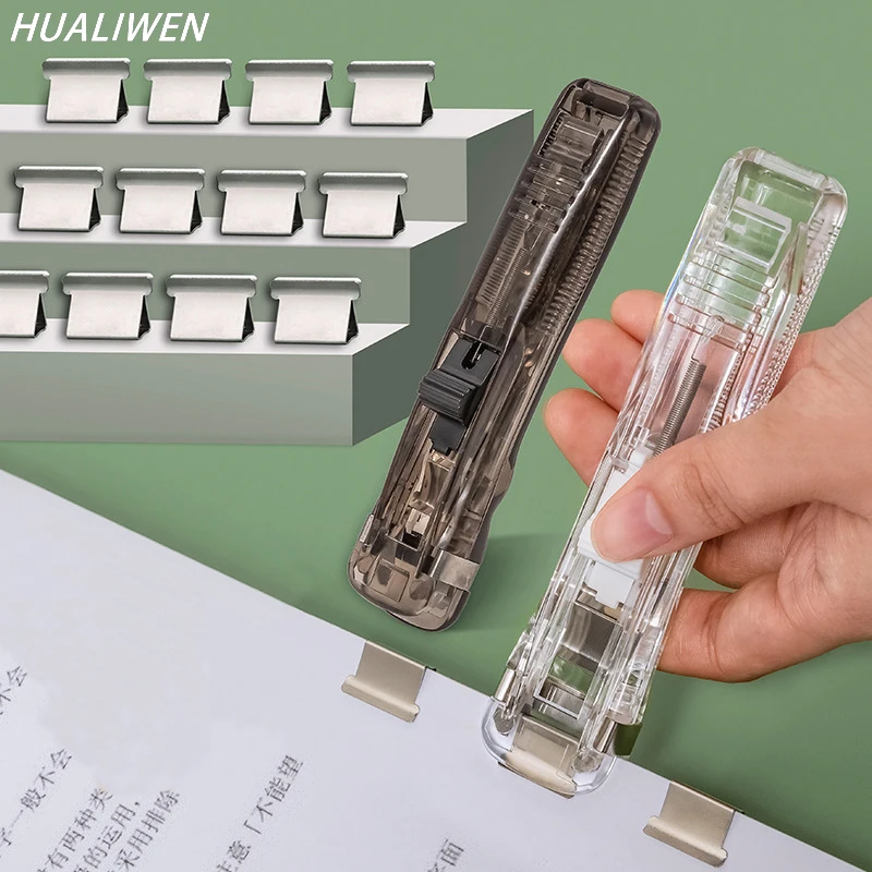 Push Clip Stapler Staple Remover Binder Push Clamp File Folder Dispenser Paper Clips Office Supplies Set Seamless Stapler,push stapler,staple remover