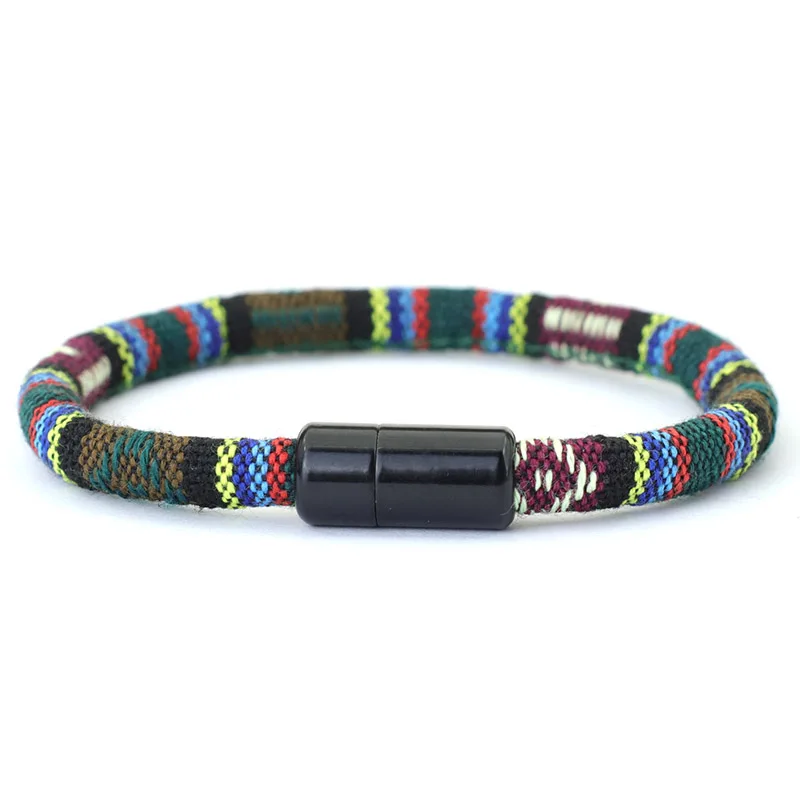 Bohemian Magnetic Clasp Cord Bracelet - Ethnic Friendship Jewelry