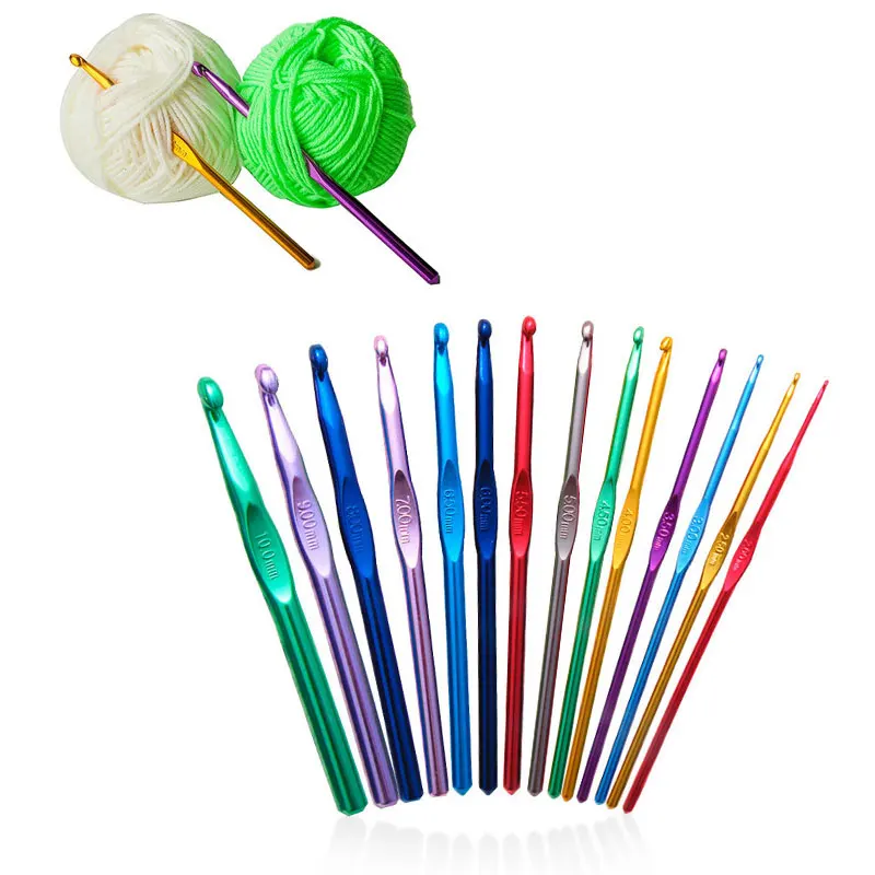 Stainless Steel Crochet Set Hooks Needles Alumina Knitting Hooks 2-10mm Yarn Needle Multiple Sizes Metal Sewing Accessories Tool crochet kit,crochet hooks,knitting supplies,crochet needles,knitting craft supplies