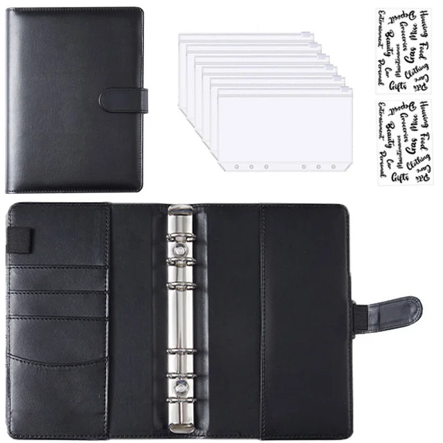 Premium A6 PU Leather Budget Binder with Cash Envelopes and Bill Organizer