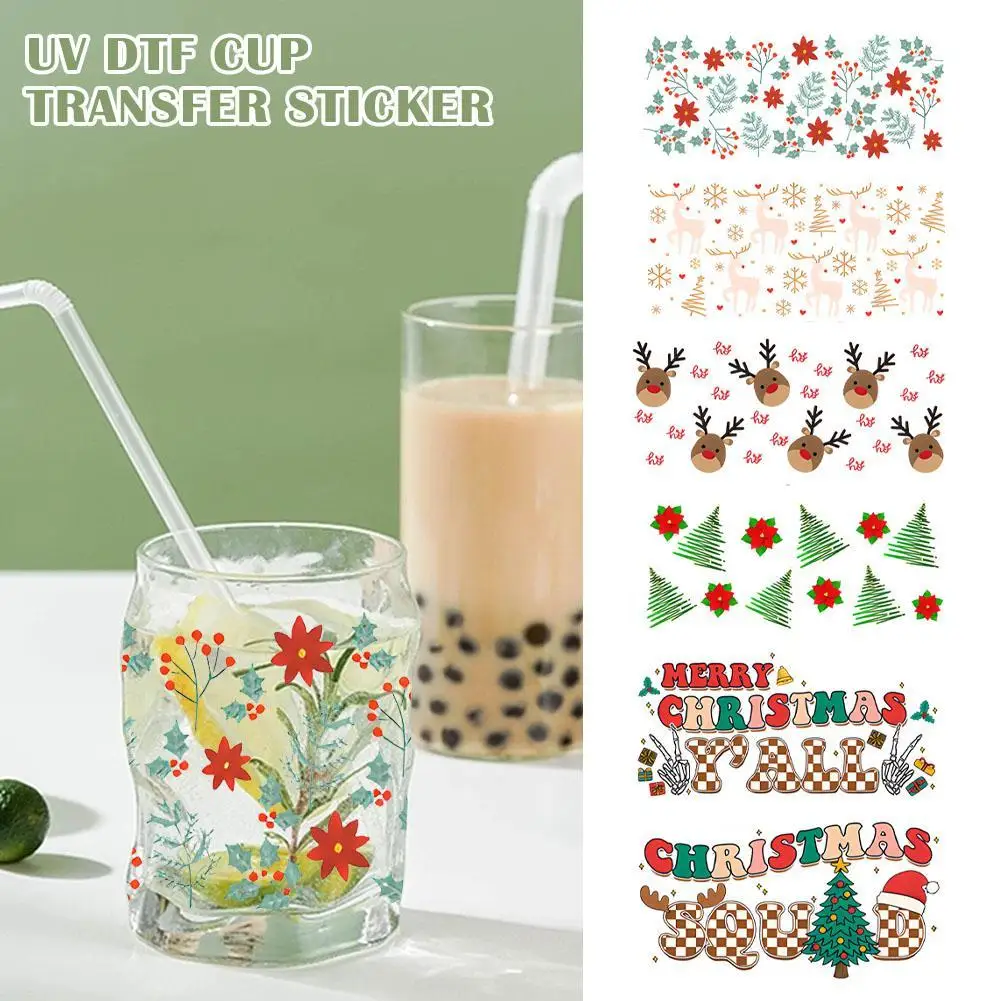 Christmas UV DTF Wrap, Holiday Cup Wrap, Uv Dtf Decals, Ready to Use Cup  Wrap, Glass Can Stickers, Festive Drinkware 