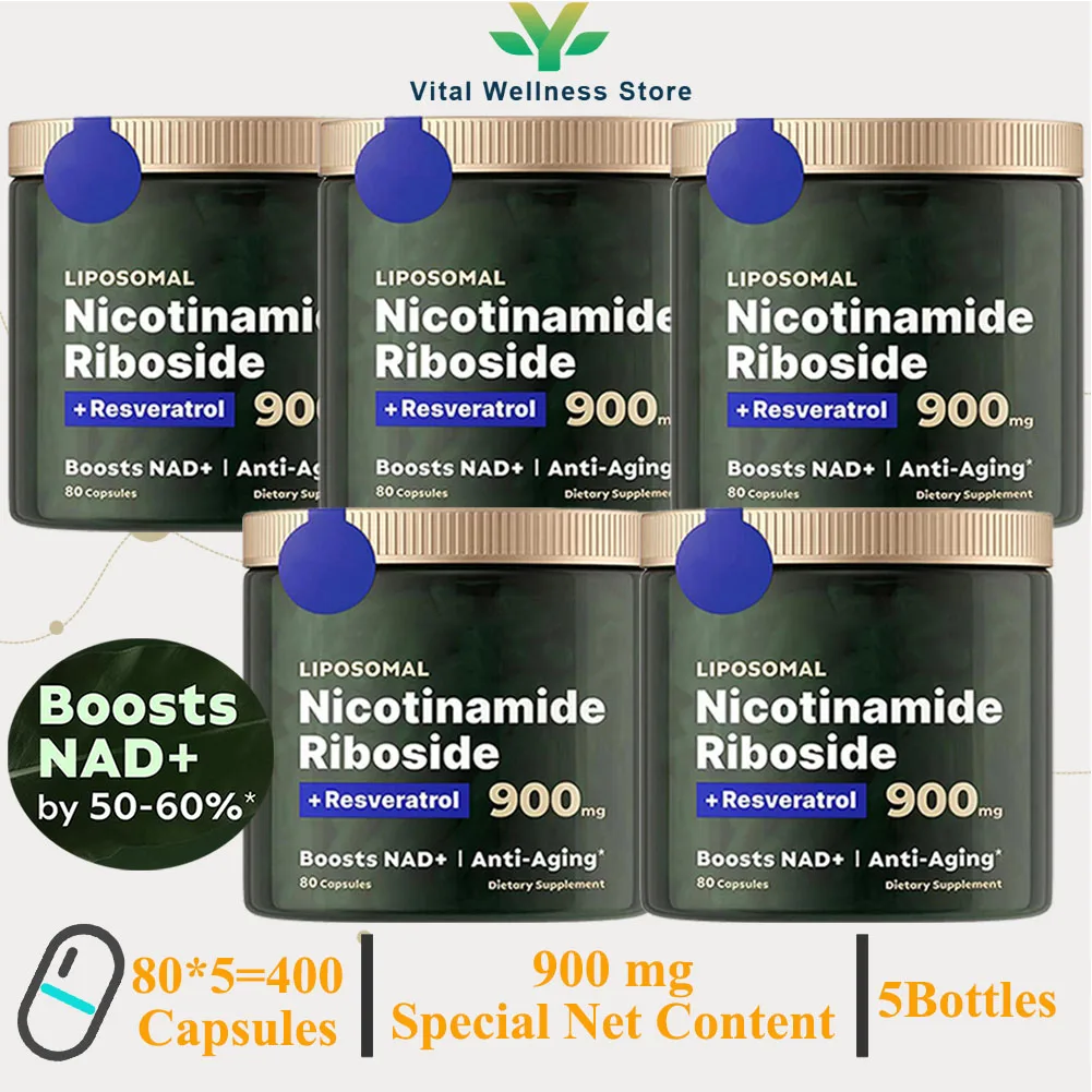 5 Bottles NAD+Supplements Nicotinamide Riboside 900mg Resveratrol Natural Energy & Cellular Health Skin Health Care nad supplements