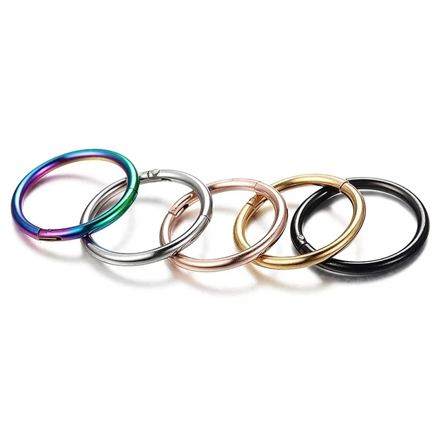 Surgical Steel Septum Ring - 16G/8mm Twisted Hinged Segment Nose Ring Hoop, Clicker Style