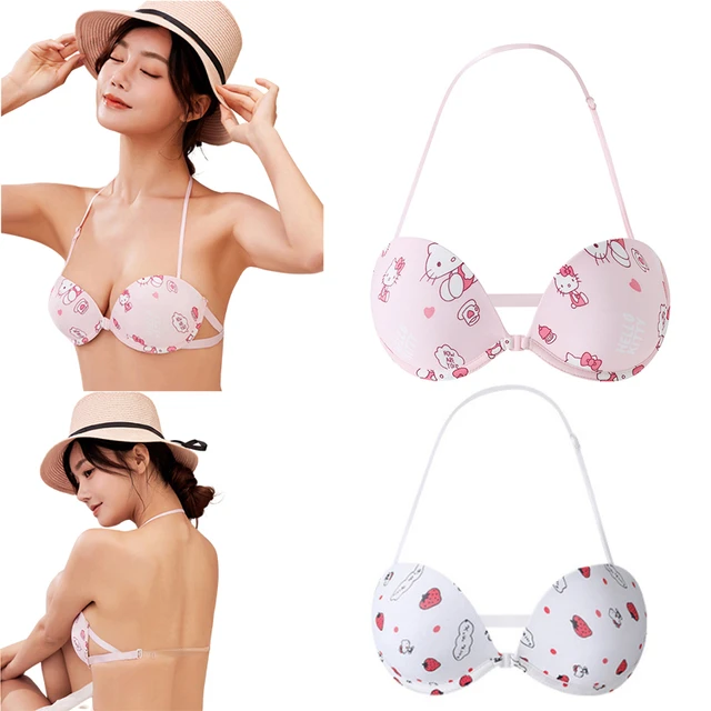 Sanrio Hello Kitty Bras for Woman Anime Push Up Seamless Bra Sexy