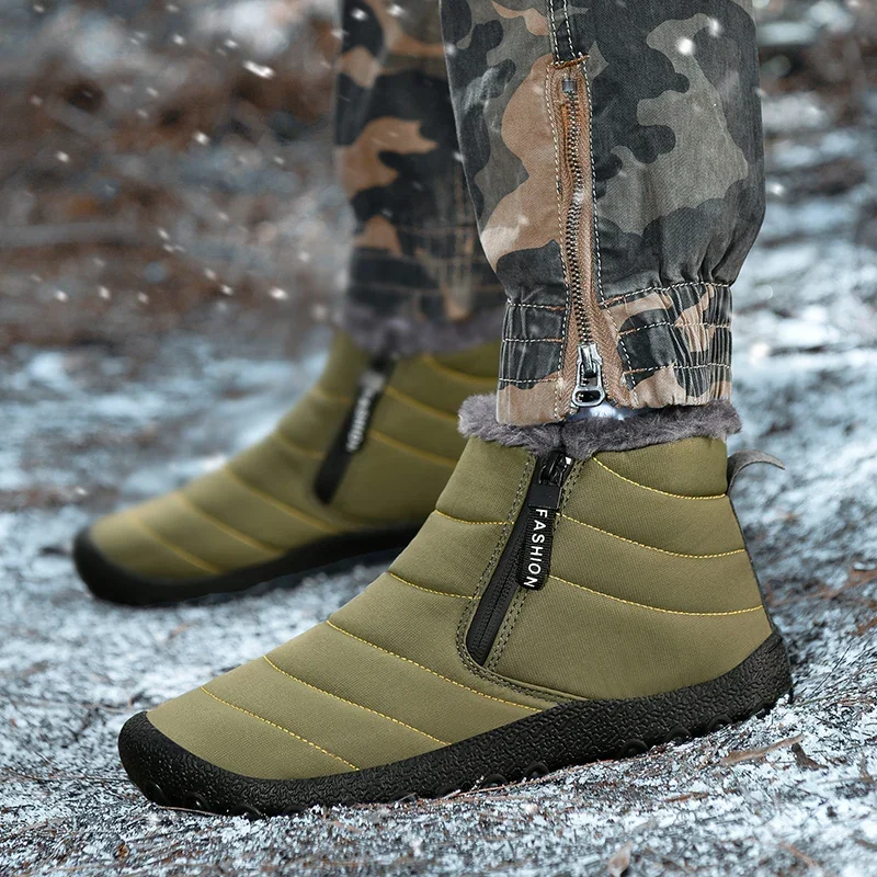 Men's Snow Boots Outdoor Waterproof and Warm Cotton Shoe Cover Winter Men's Boots Travel Non Slip Outdoor Hiking