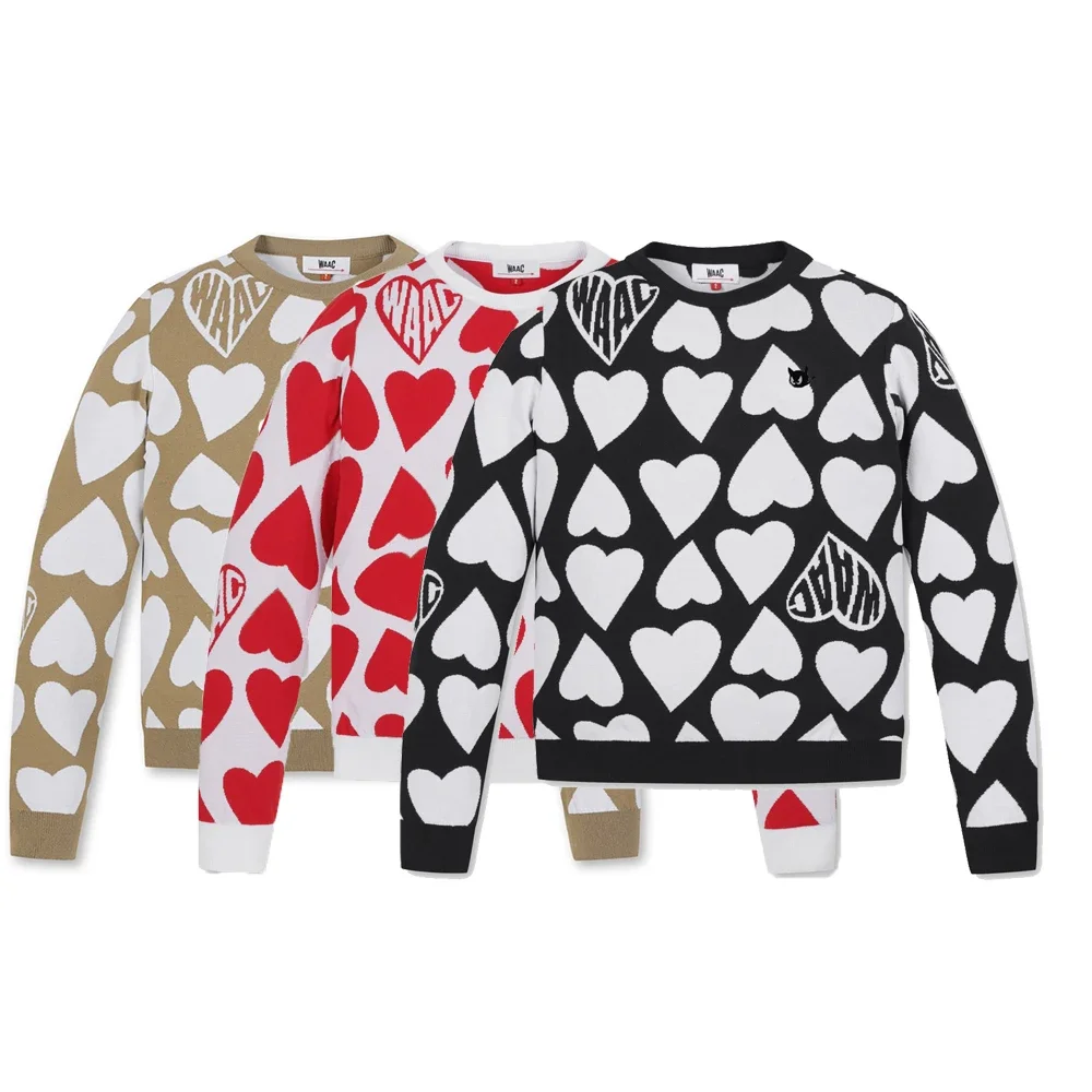 

2024 Heart Shaped Women's Golf Sweater Autumn and Winter New Golf Knitwear Outdoor Round Neck Golf Wear Clothing