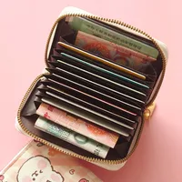Cute Mickey Minnie Organ Card Bag PU Leather Wallet Cartoon Business Card Case Credit Card Holder Mini Zipper Clutch Bag 2