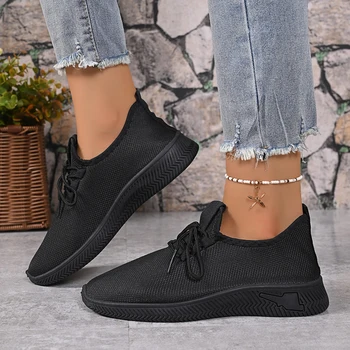 2025 عصرية ومريحة سميكة سوليد أحذية نسائية عادية ربيع الخريف بلون تنفس جولة تو أحذية رياضية 3