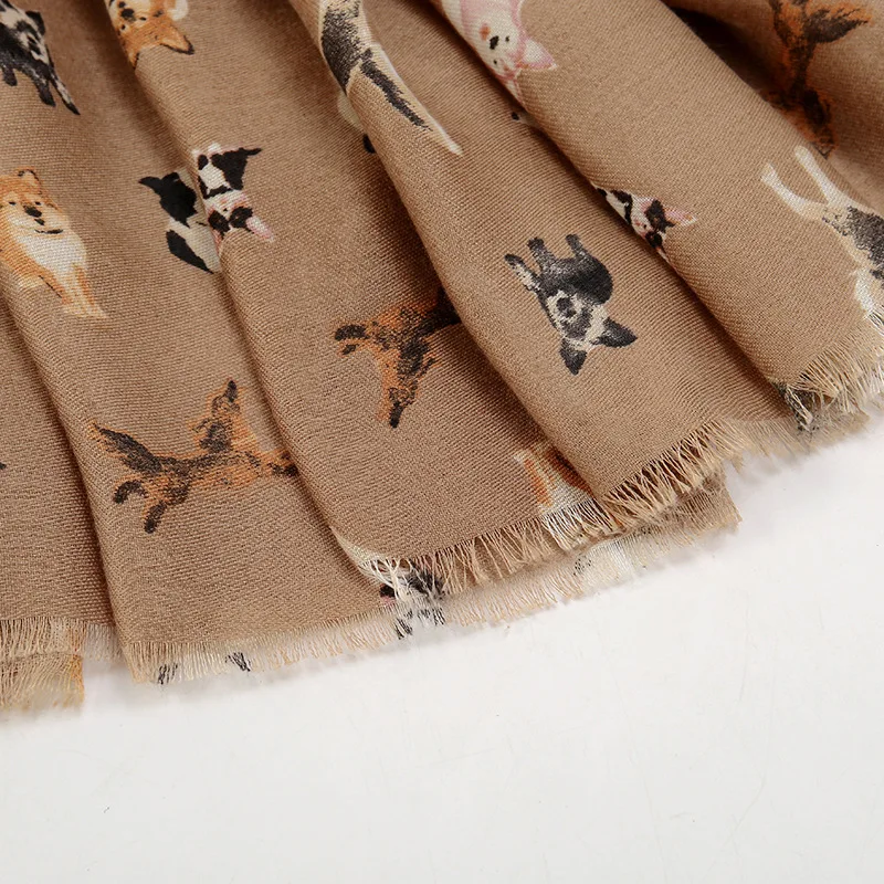 Dackel Hund Katze Muster Fransen Viskose Schal Schal Frauen Drucken Weiche Vielseitige Kältebeständige Schals Und Wraps Pashmina Muslimischen Hijab – Detail 37
