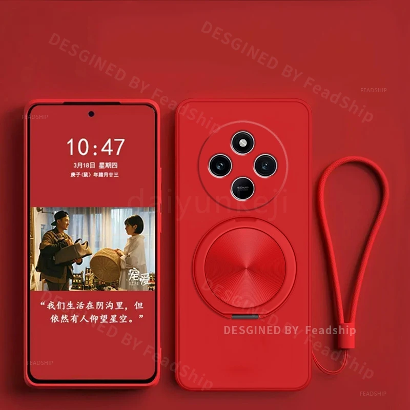 Silicone Phone Case with Magnetic Holder and Screen Protector - Soft Cover with Bracket