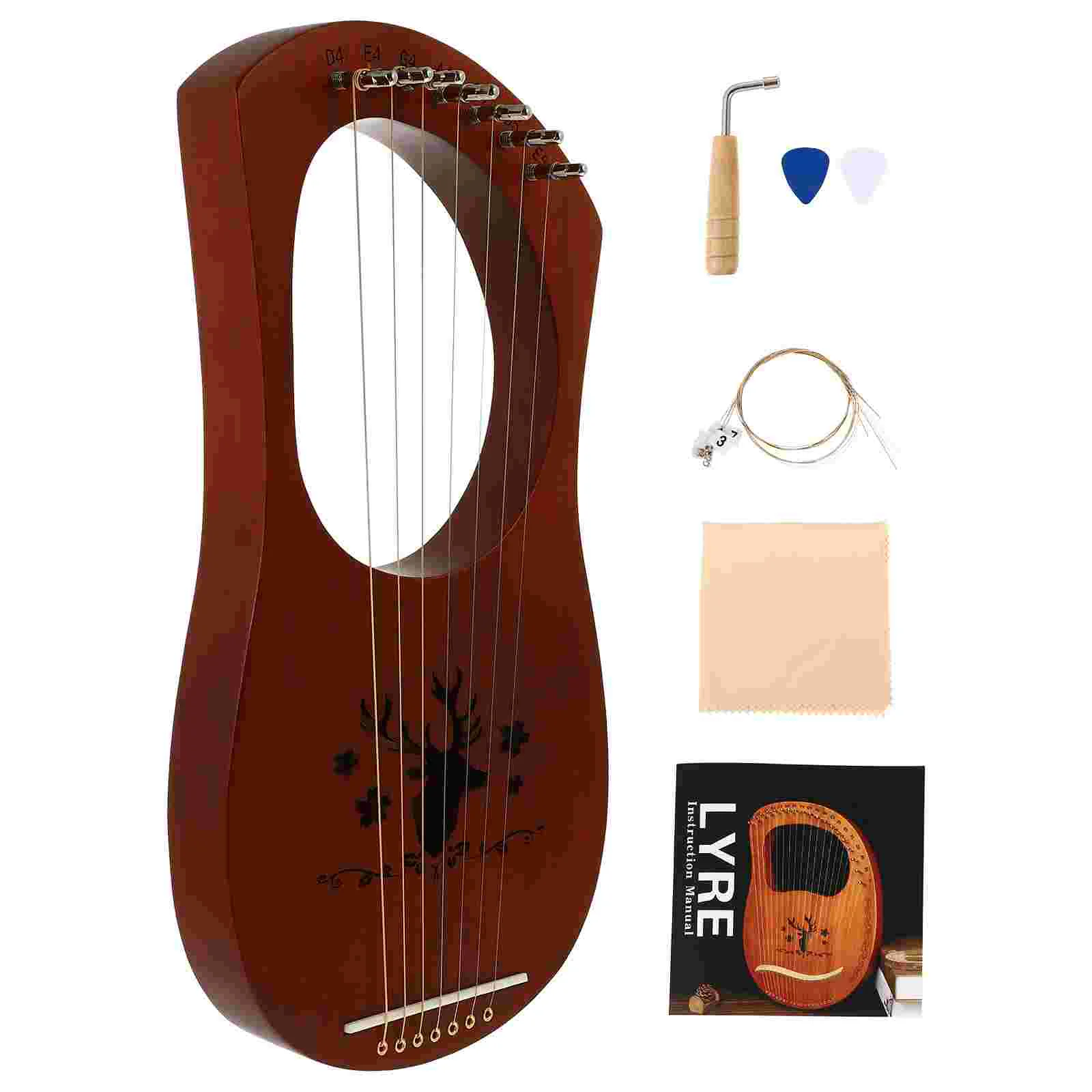 

Of Vijos Supplied Vijos Ancient Style Harp Vintage Wooden Wrench String Crafts Hand-Held Mahogany Tuning Instruments
