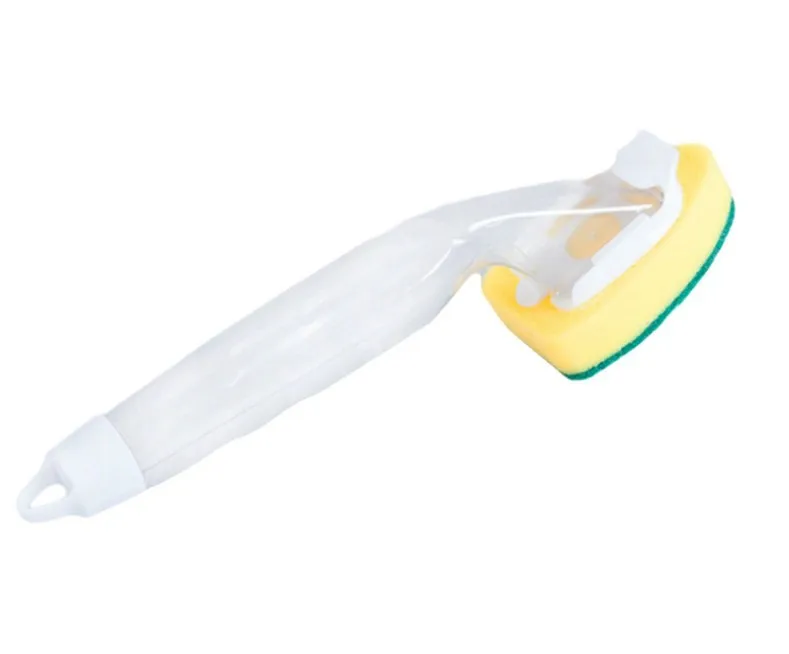 Esponja dispensadora de sabão prato escova de limpeza conjunto com 1 alça de lavagem prato 2 esponja cabeça substituição pia da cozinha purificador ferramenta