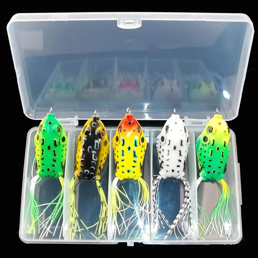 

3Pcs 6G 8G 13G Frog Soft Lure Tube Bait Plastic Fishing Lure with Fishing Hooks Topwater Ray Frog Artificial 3D Eyes