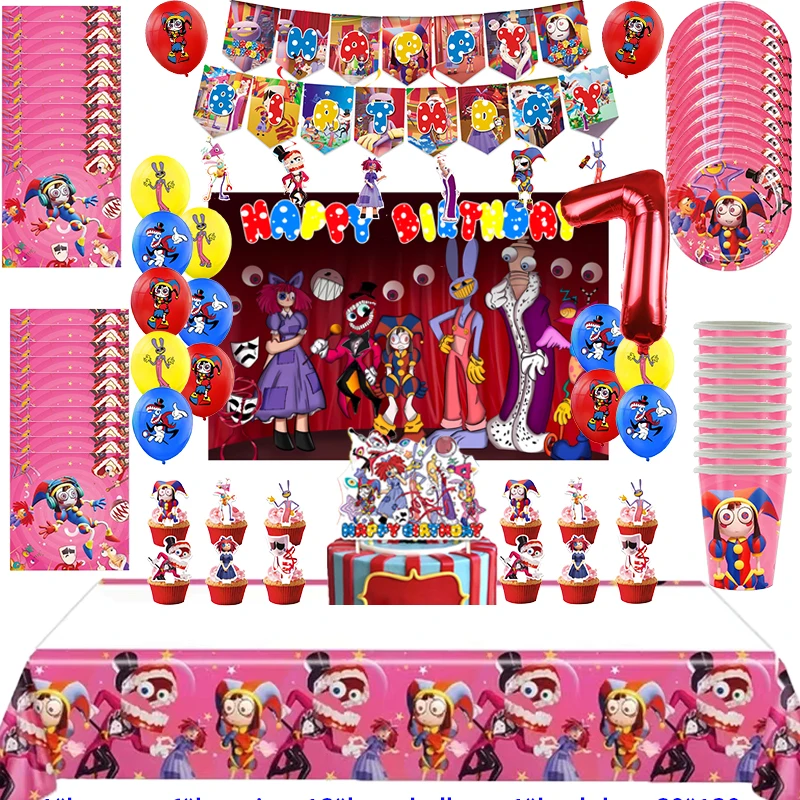 The Amazing Digital Circus Birthday Party Decoration Balloon Banner Stoviglie Cake Topper Party Supplies Baby Shower