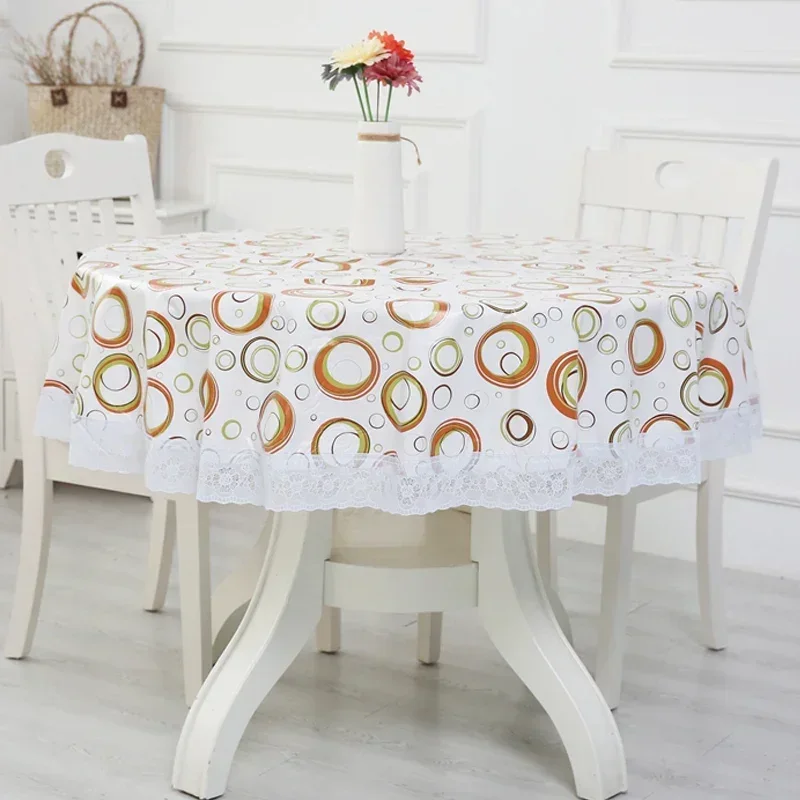 

Waterproof and Oil Resistant Washable Mat PVC Environmentally Friendly Circular Dining Table Cloth Large Circular Tablecloth