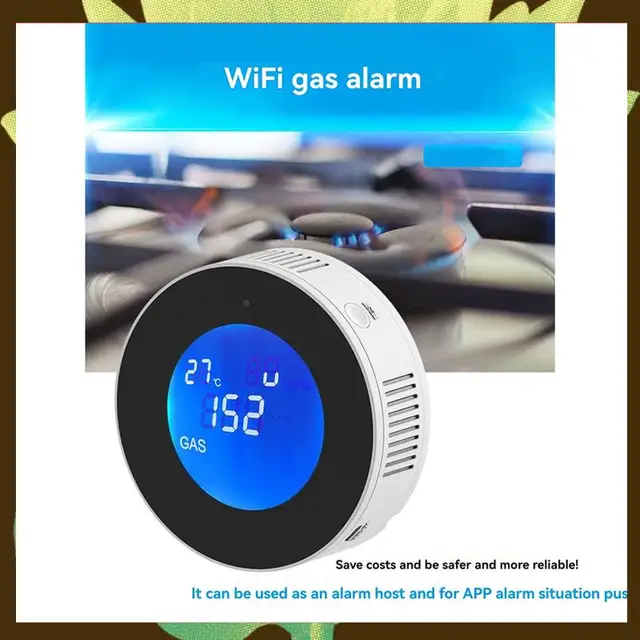 Combustible Gas Detector Combustible Gas Leak Detector With Temperature Function With LCD Display With Tuya App EU Plug-[Y03A] 1