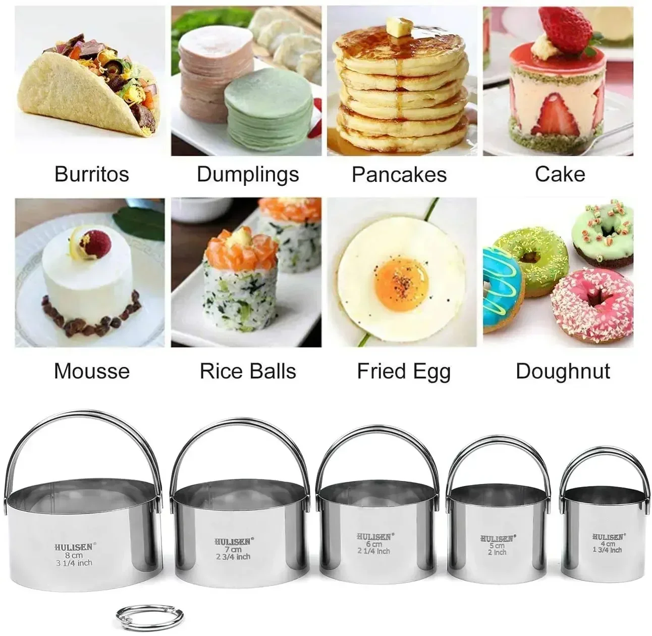 Cookie Cutter Baking Mold Cookie Mould 5 Pieces/set Biscuit Mold Set Round Stainless Steel Biscuit Tool Cookies Cutter with Handle, Professional Baking Dough Tools