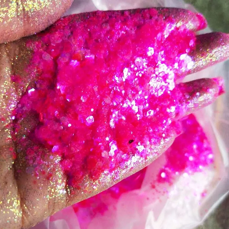 50g/Bag Iridescent Nail Art Glitter Sequins Holographic Laser Gold Colorful Mix Powder Sparkly Hexagon Chunky Glitter Flakes