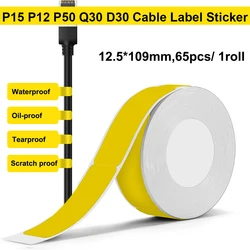 Self-Adhesive Thermal Label Sticker Roll - 12x40mm/14x30mm, Compatible with Label Makers (Yellow cable label)