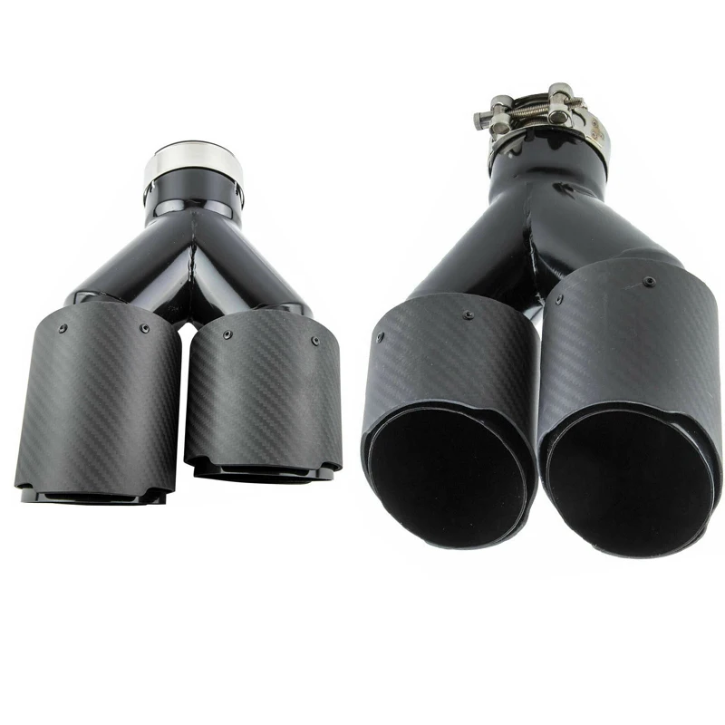 

Carbon Fiber Universal Tip Y Shape Double Exit Car exhaust system Pipe Nozzle muffler exhaust diffuser Tuning car accessories