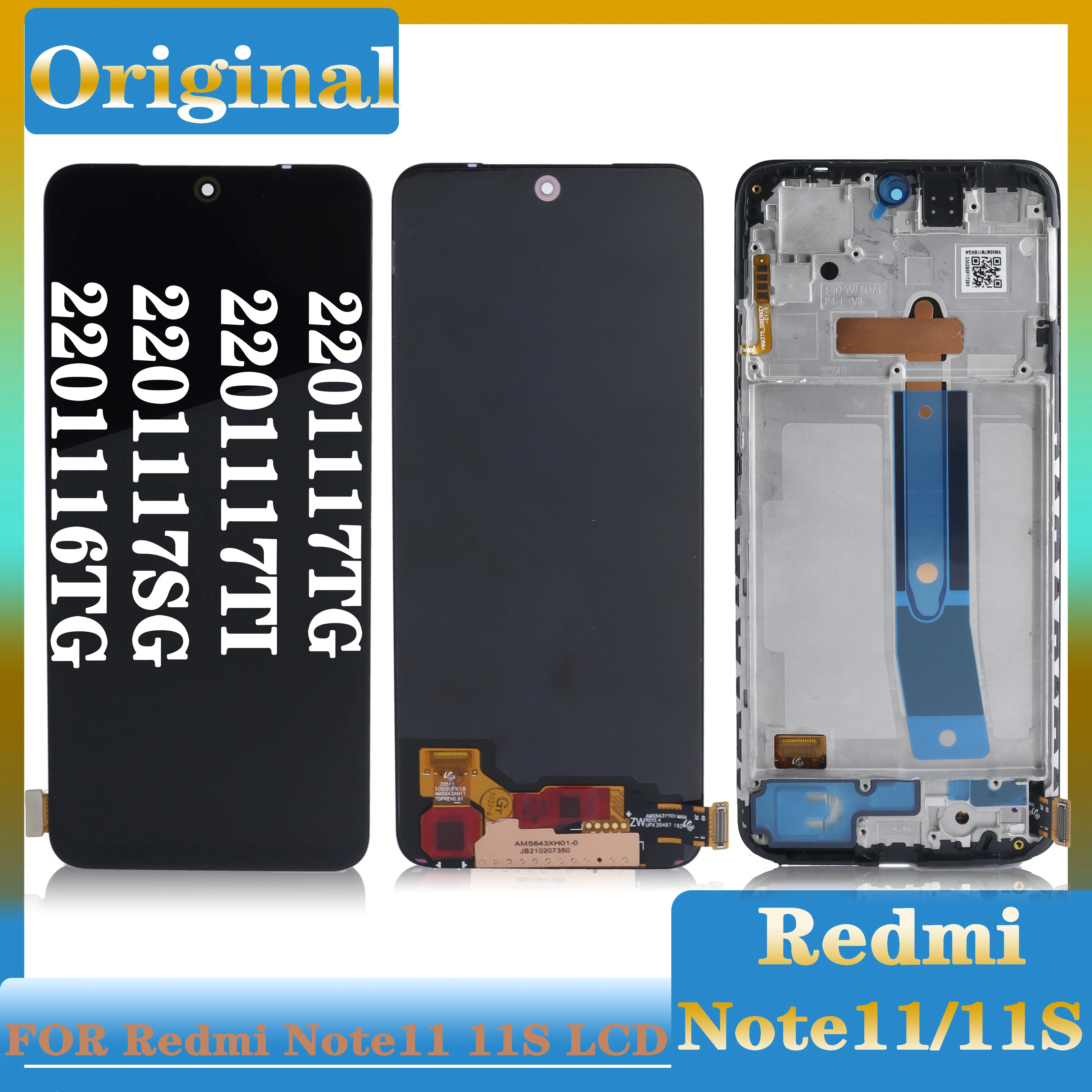 

OLED For Xiaomi Redmi Note 11 Display Note11 2201117TG Screen Touch Glass Digitizer For Redmi Note 11S LCD With Frame 6.43''