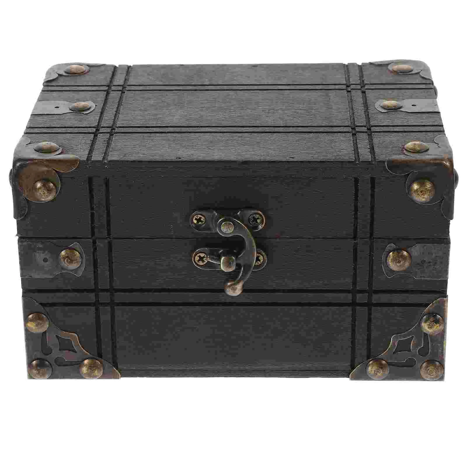 

Vintage Storage Box Wooden Jewelry Case Holder Boxes Key Candy Pirate Treasure Chest