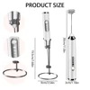Milk Frother Foam Maker Coffee Whisk Mixer USB Rechargeable 3 Speed Electric Handle Blender Egg Beater Kitchen Hot Cooking Tool 6