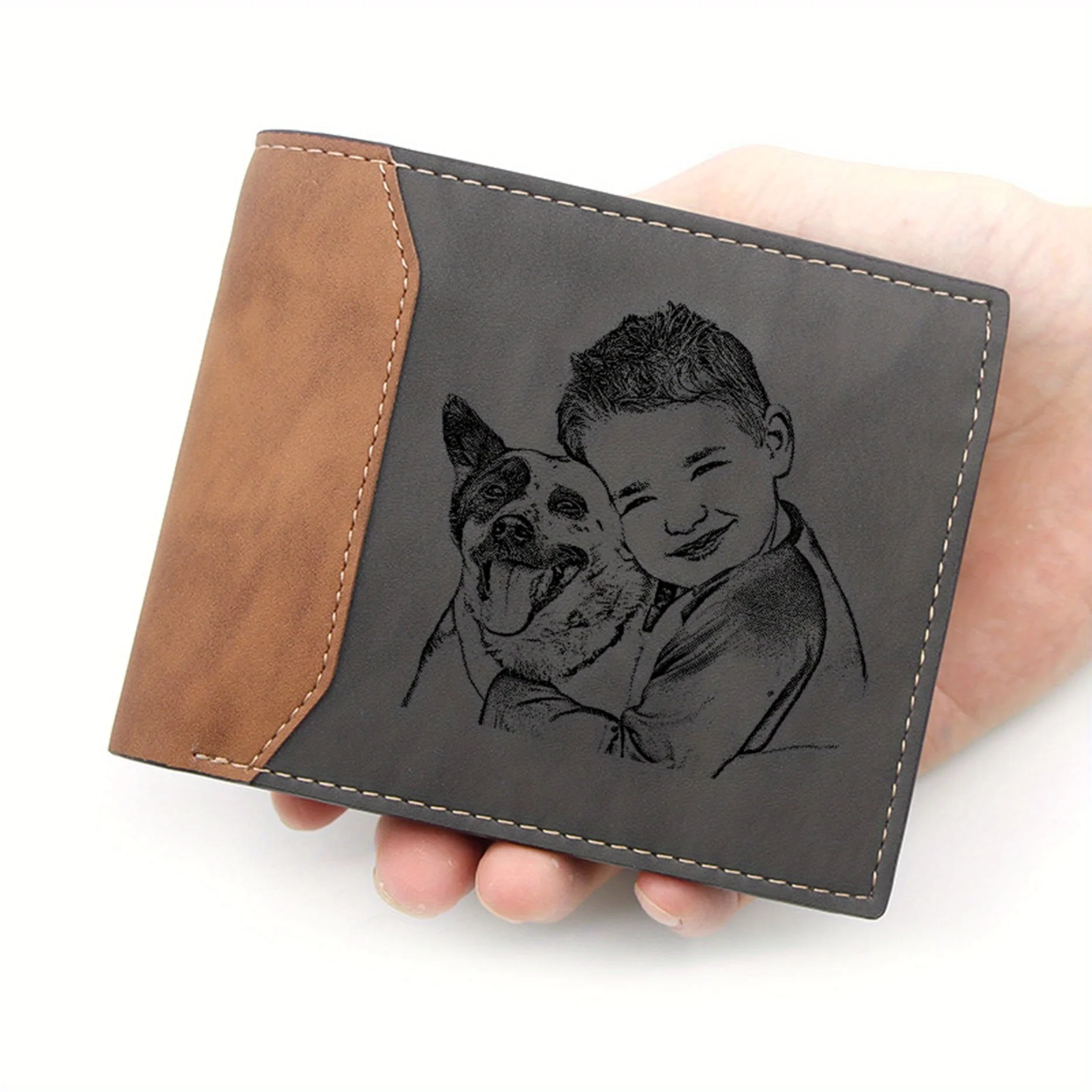 Szokás foto wallets számára férfiak Személyre szóló férfiak pénztárca bifold Egyéni Női táska anniversary/birthday ajándékok számára boyfriend/husband