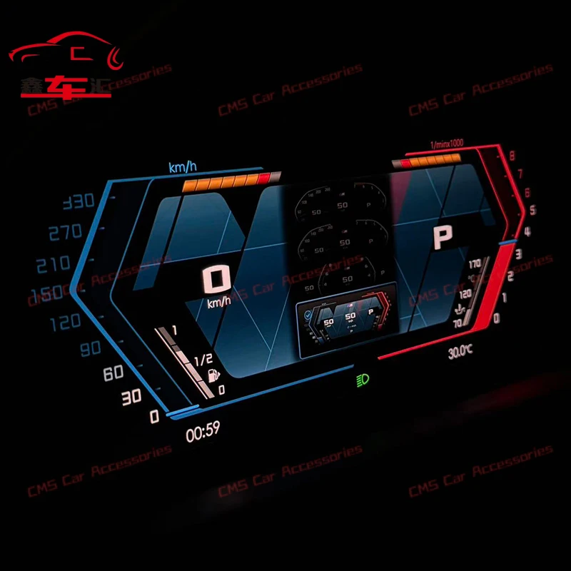 BMW 5 시리즈 F10 F11용 LCD 게이지 M5 스포츠 테마 디지털 클러스터 속도계, 무선 카플레이 계기판 HUD