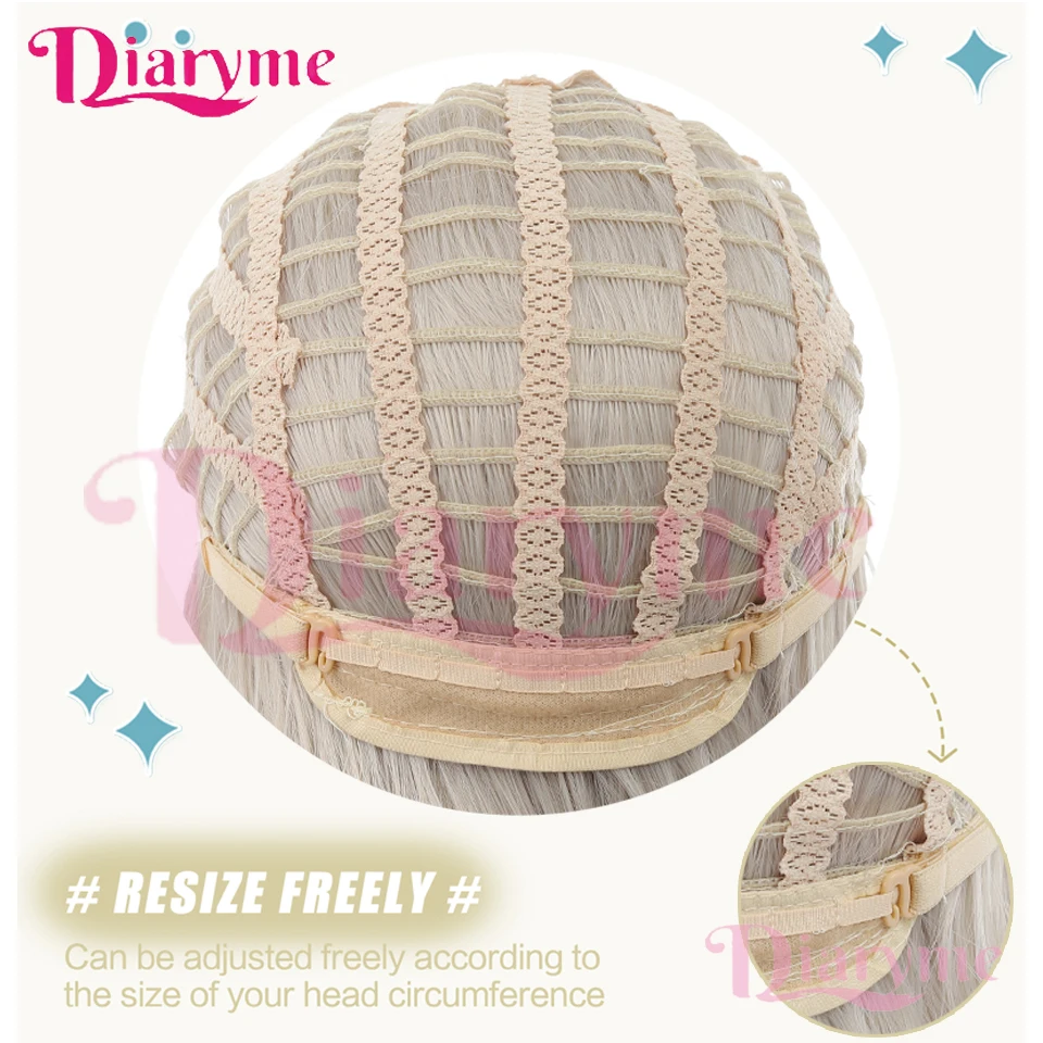 Gold Highlights Black Synthetic Lolita Wig Female Double Ponytail Wig with Bangs Suitable for Holiday Daily Cosplay Wear