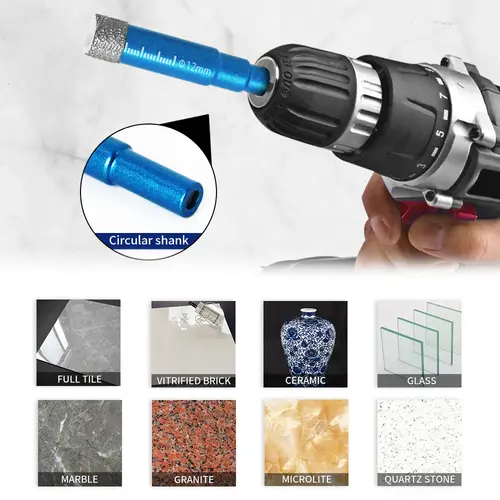Diamond Brazed Dry Drilling Bit Porcelain Cup Saw Ceramic Marble Granite Tile Hole Opener Hole Saw Cutter 1Pc 5-16mm Round Shank - Image 5