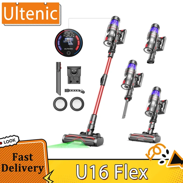 Ultenic U16 Flex Cordless Vacuum Cleaner, 45000Pa Suction, 60mins Runtime, GreenEye Technology, Folding Tube, Anti-Tangle Brush 1