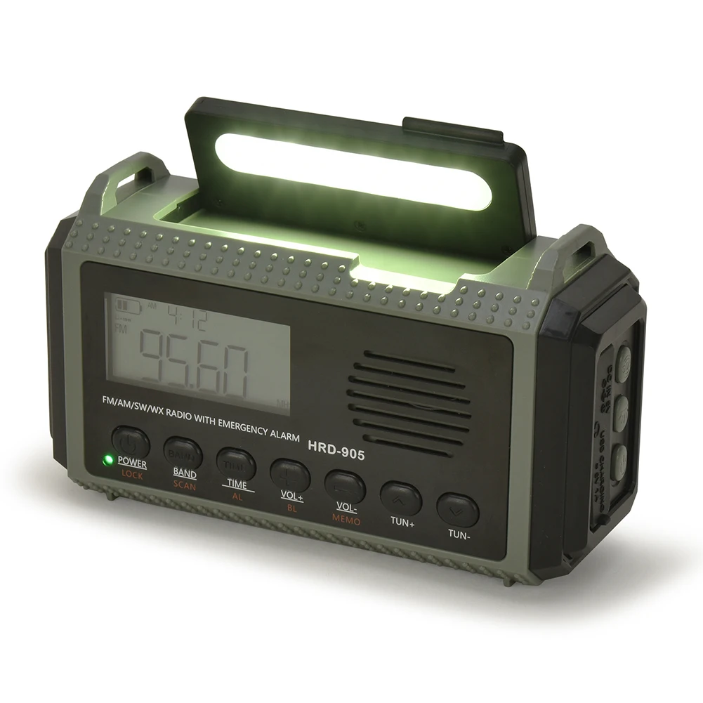 태양열 핸드 크랭크 AM FM SW NOAA 기상 라디오, 다기능 라디오 토치, 생존용 헤드폰 잭, 4 가지 방식 전원, 10000MAh, 3.5mm