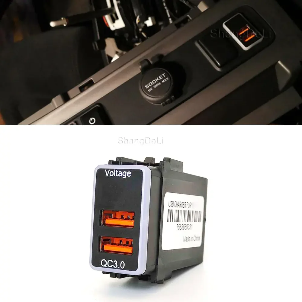 

Car Charger QC3.0 Dual USB Interface Socket with Voltage Display For Nissan Qashqai Tiida Teana Sunny Y61 Y62 X-Trail Sylphy