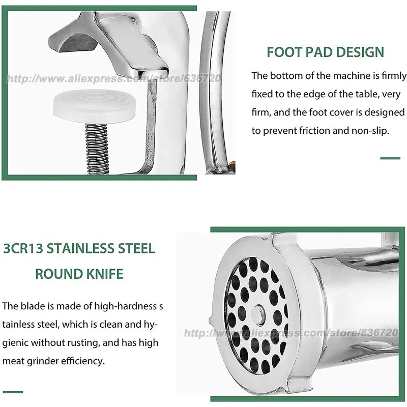 Manual Meat Grinder Stainless Steel Hand Crank Meat Grinding Machine Sausage Stuffer Filler Household Pork Mincer Sausage Maker 3