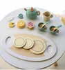 Wooden Tea Set Toys Pretend Play Kitchen Accessories for Kids Food Afternoon Tea Role Play Game for Toddlers Girls Boys Gifts 6
