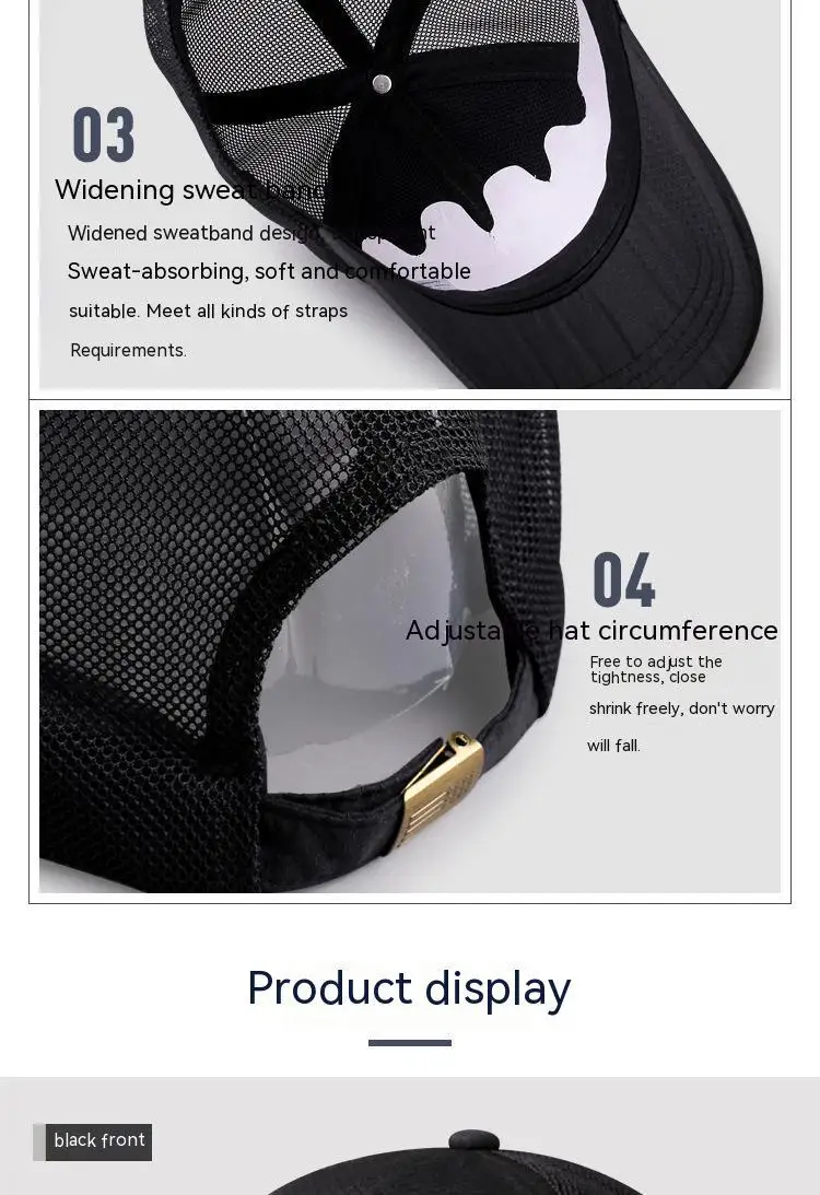 Oversize Big Head Man Plus Size Baseball Cap Spring Summer Thin Fabric Mesh Sun Hat Male Snapback M 55-59cm L 60-64cm