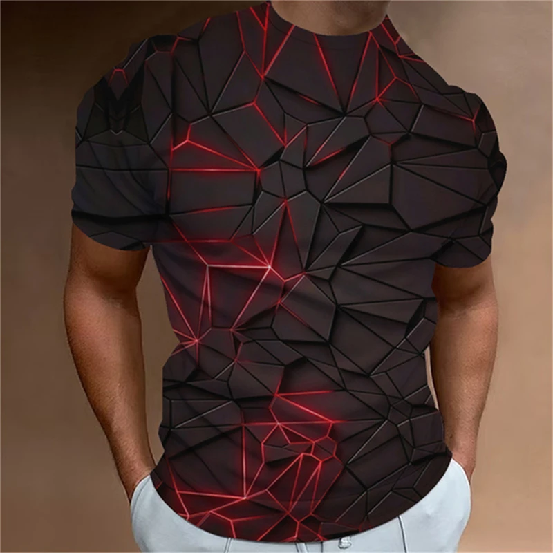 

Geometric Line T-shirt Men 3D Print Casual Short Sleeve Tees Summer O-Neck Loose Pullover Cool Tops Fashion Street Sweatshirt