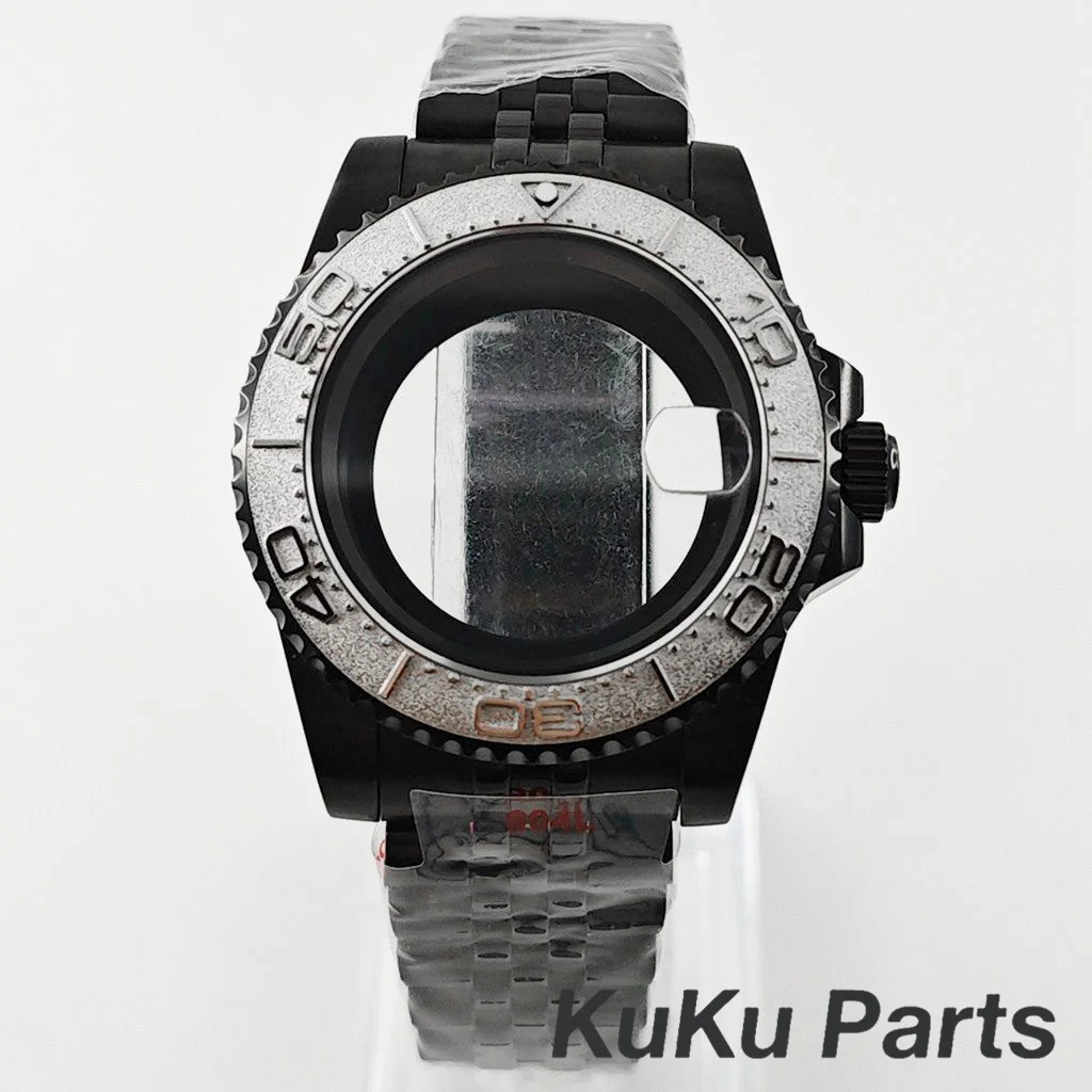 Black Purple GMT Bezel Watch Case with PVD Black Jubilee Bracelet and Sapphire Crystal
