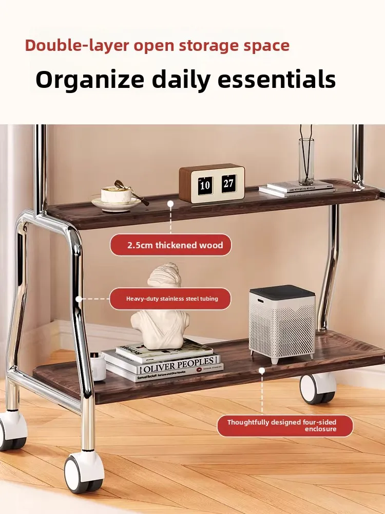 Stainless Steel TV Stand with Silent Wheels Mobile Floor Stand Universal for 55/65/75 Inch TVs Living Room Rolling Cart Mount