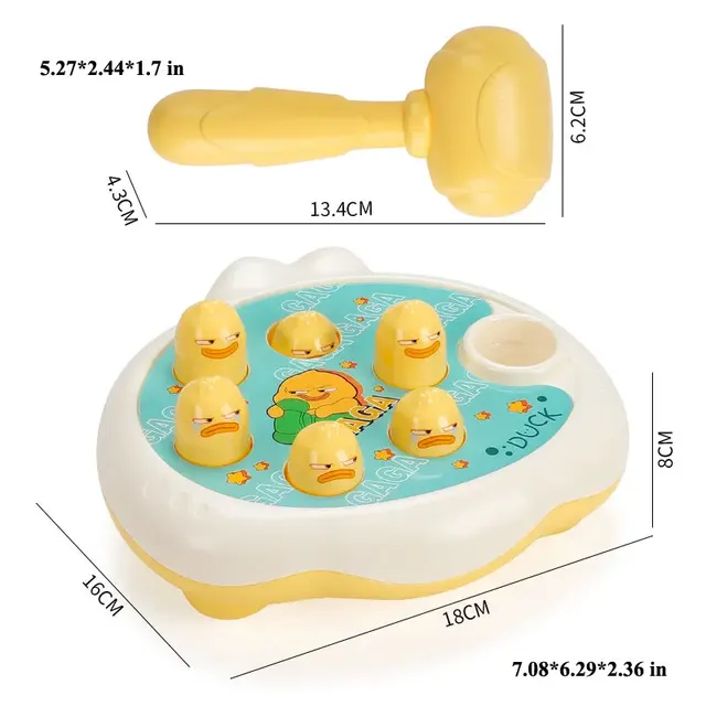 Juguete Montessori de pato/Rana/cerdo para bebé, juego de aprendizaje, rompecabezas educativo, regalo para 12 y 24 meses, niño pequeño/niña con martillo - Imagen 4