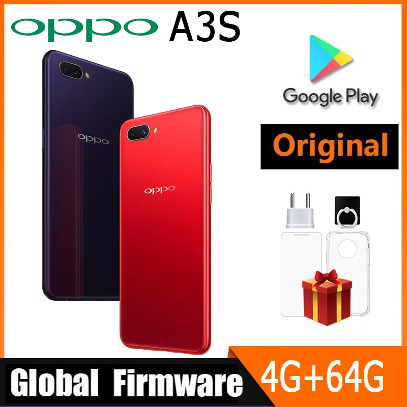 Смартфон OPPO A3S с глобальной прошивкой, 4 Гб ОЗУ, 64 Гб ПЗУ, Qualcomm, Snapdragon 450, распознавание лица, 4230 мАч, камера 13 МП