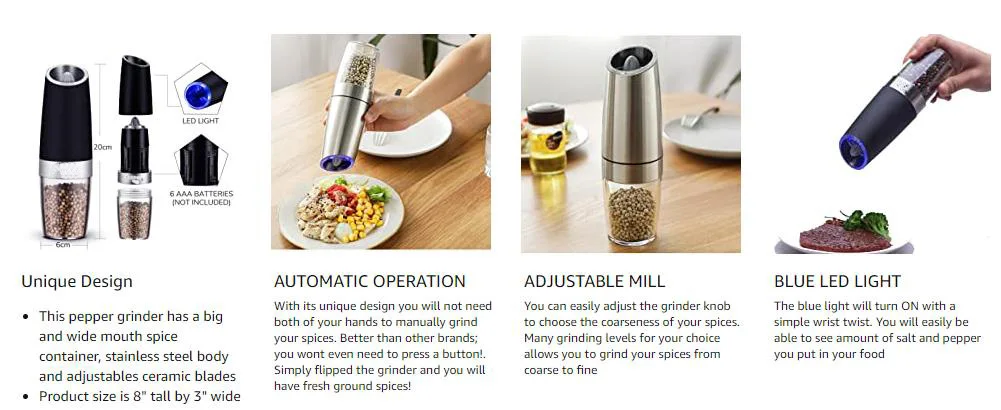 Electric Pepper Mill - Just turn it over and it will grind your