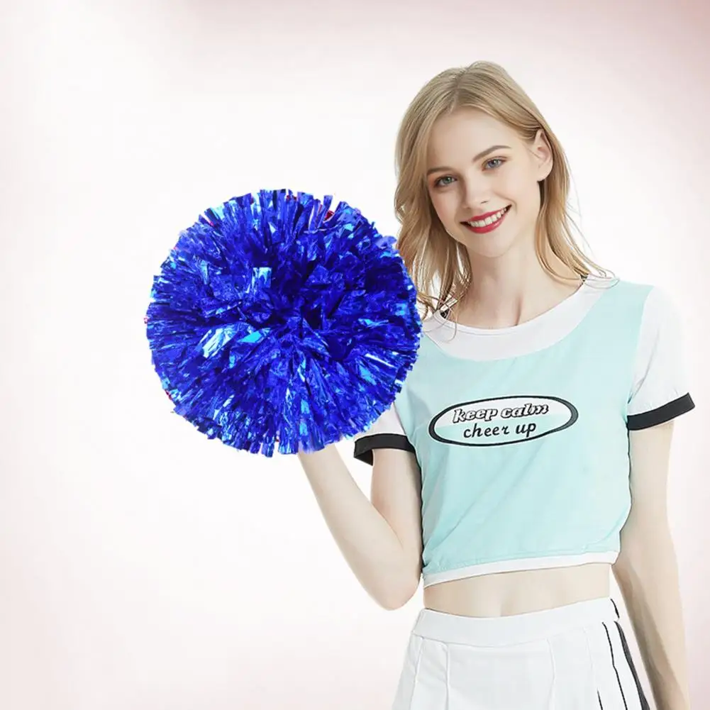 10Pcs Cheerleader Pom Poms Metallic Cheerleader Pompoms with Finger Ring Cheering Props for Squad Team Sports Game Dance Party