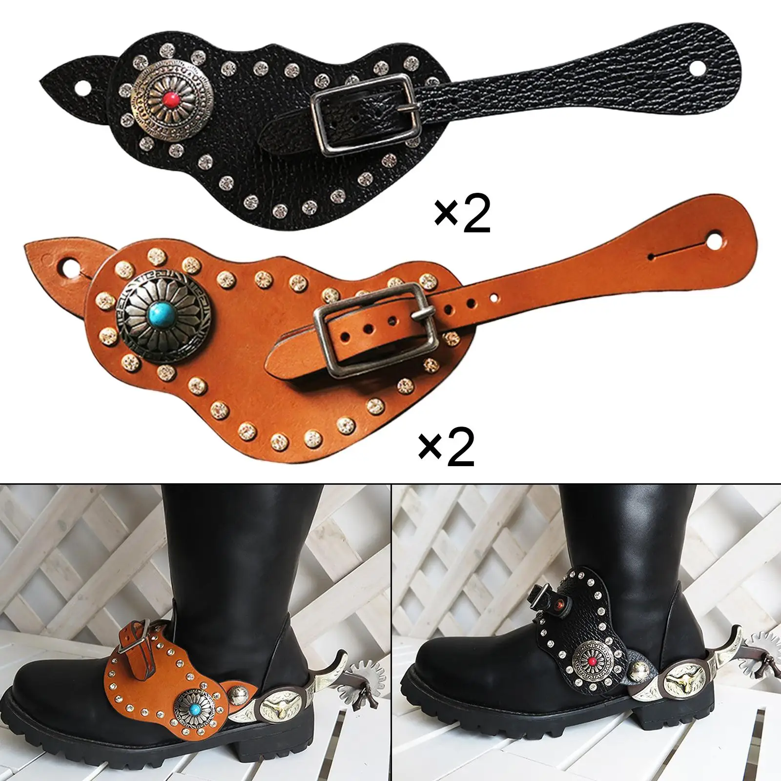 2Pcs Spur Strap with Buckle Protective Equipment for Training Horse Boots Cowboy 5