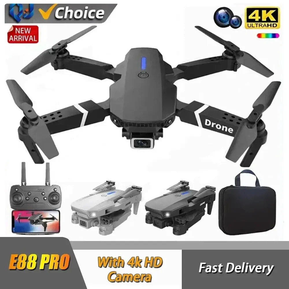 2024 E88Pro RC Drone with 4K/1080P HD Camera, Foldable WIFI FPV Helicopter with Height Hold for Gifts and Toys